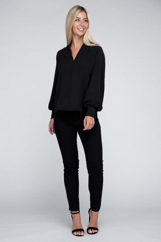 Woven Airflow V-Neck Top