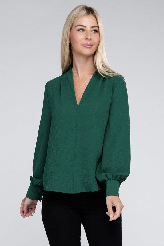 Woven Airflow V-Neck Top