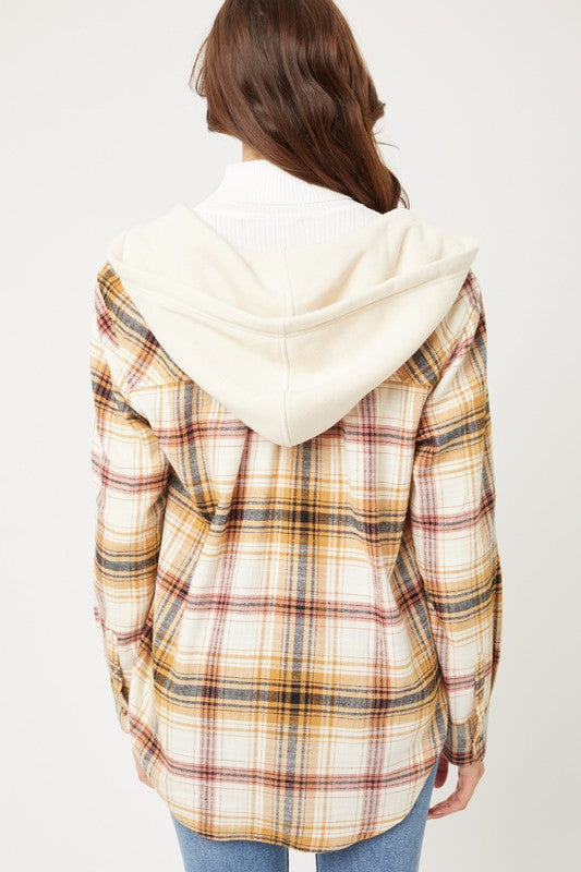 Plaid Flannel Shacket with Hood