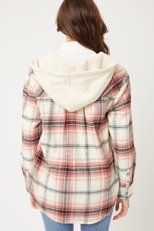 Plaid Flannel Shacket with Hood