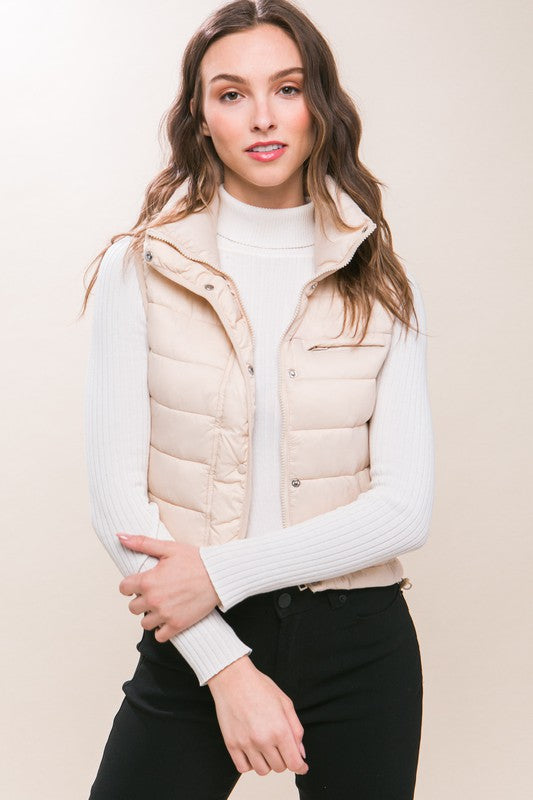High Neck Zip Up Puffer Vest