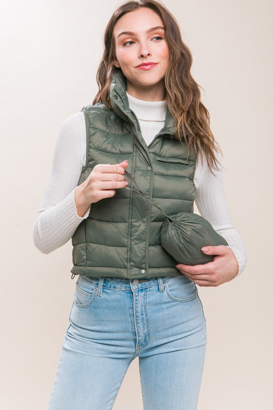 High Neck Zip Up Puffer Vest