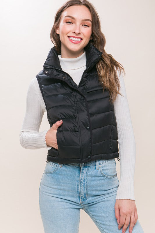 High Neck Zip Up Puffer Vest