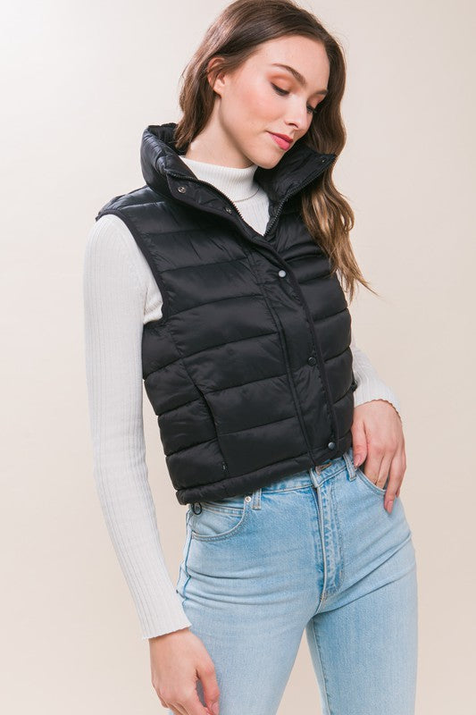 High Neck Zip Up Puffer Vest