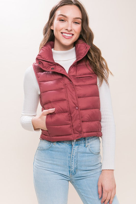 High Neck Zip Up Puffer Vest