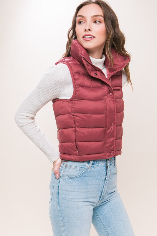 High Neck Zip Up Puffer Vest