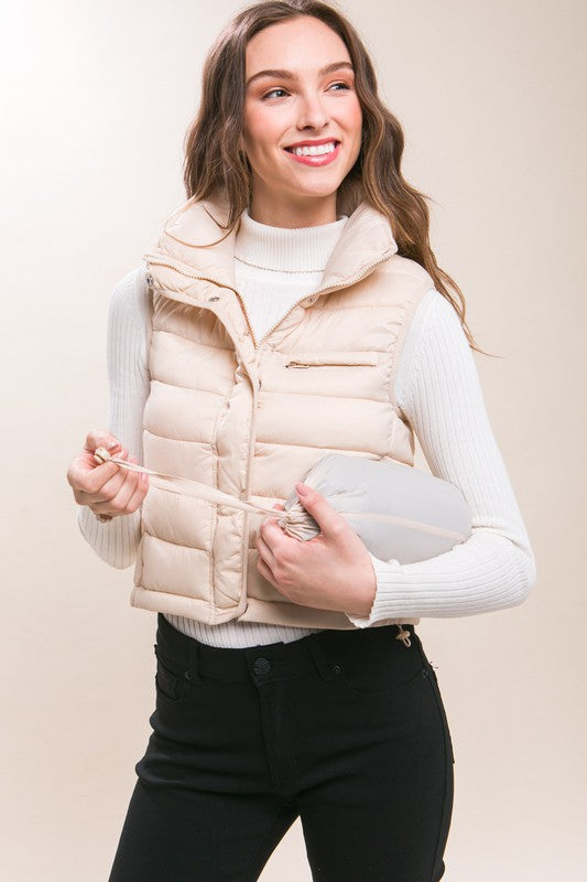 High Neck Zip Up Puffer Vest