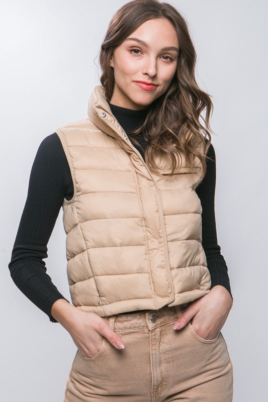 High Neck Zip Up Puffer Vest