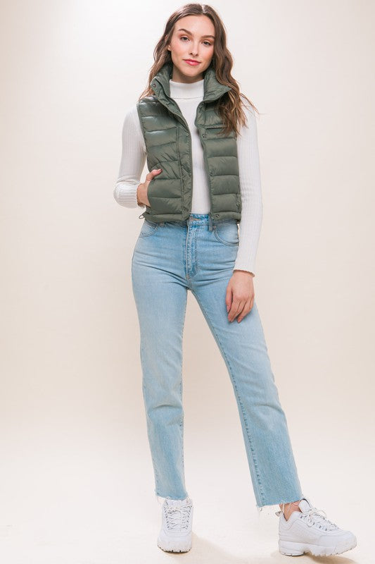 High Neck Zip Up Puffer Vest