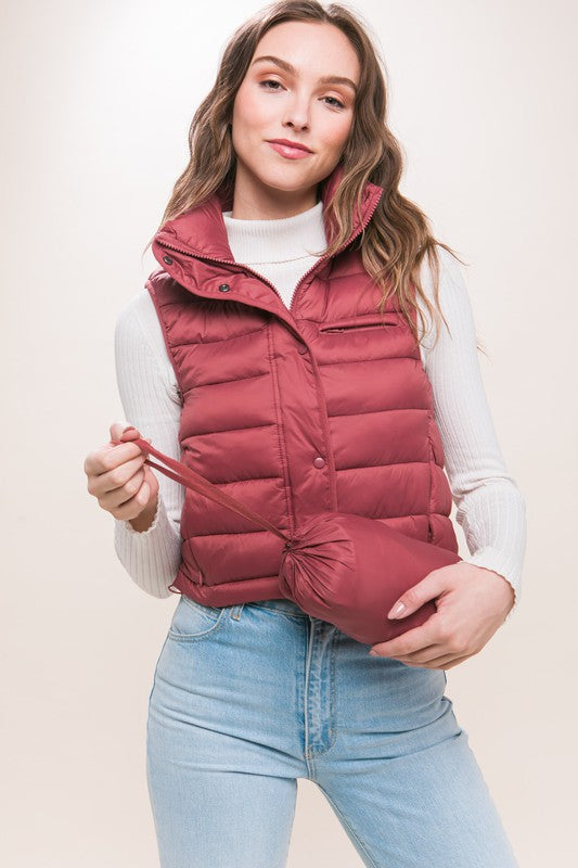 High Neck Zip Up Puffer Vest