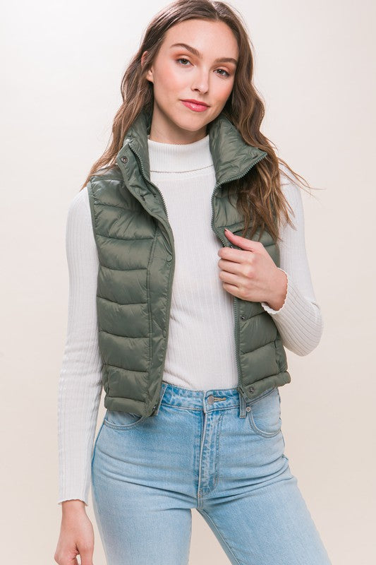 High Neck Zip Up Puffer Vest