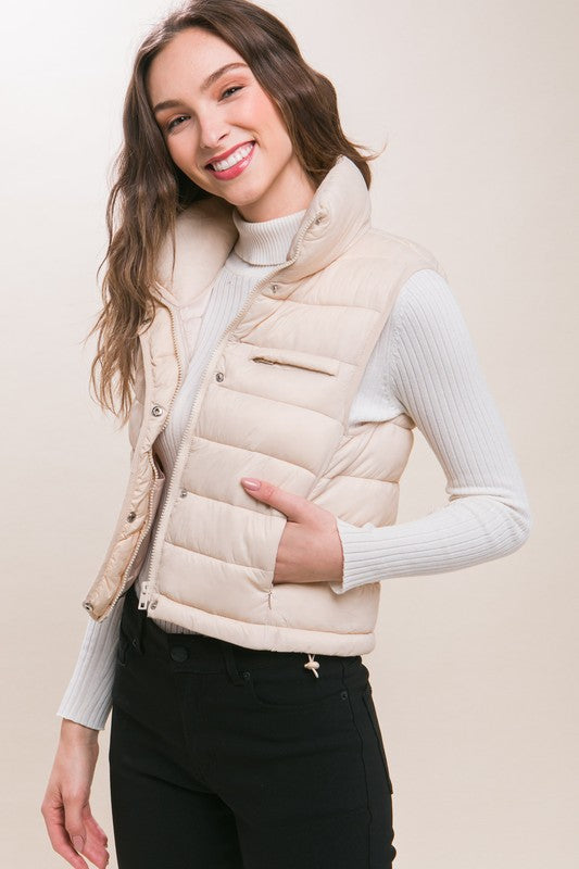 High Neck Zip Up Puffer Vest