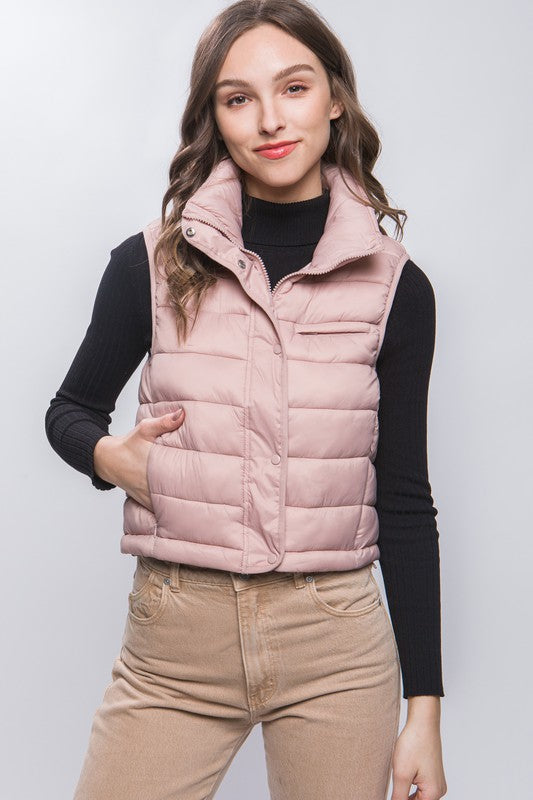 High Neck Zip Up Puffer Vest