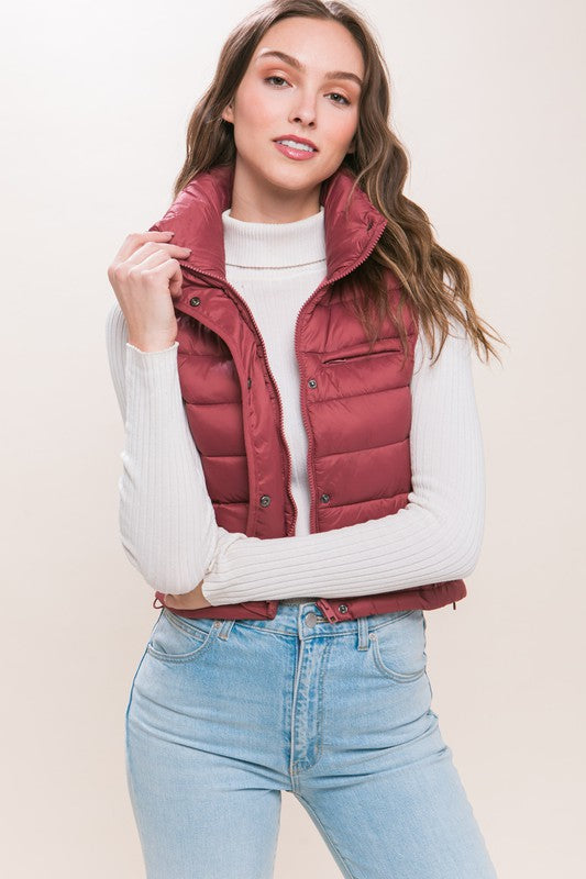 High Neck Zip Up Puffer Vest