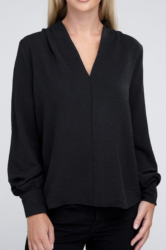 Woven Airflow V-Neck Top