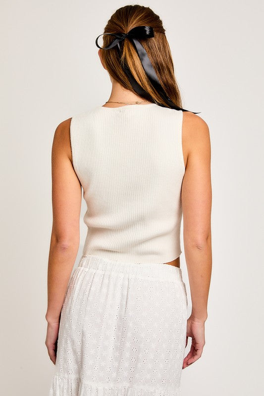Satin Bow Detail Sweater Top