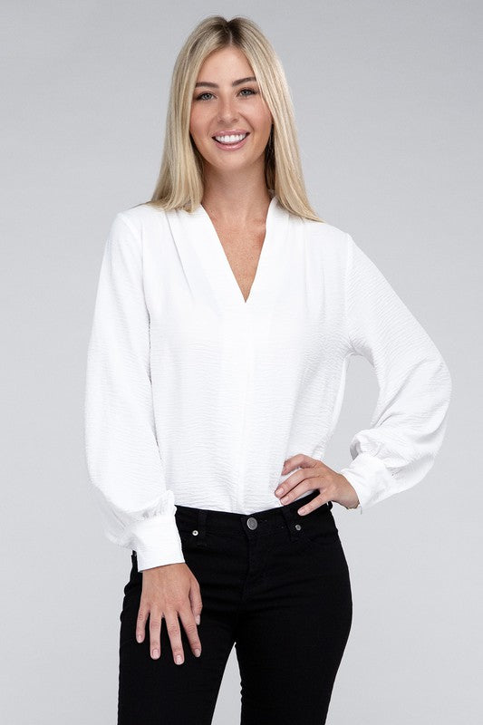 Woven Airflow V-Neck Top
