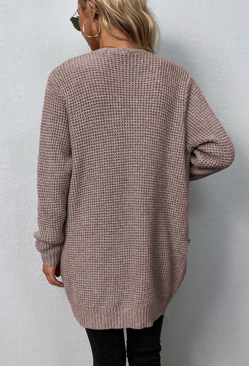 Open Waffle Sweater Cardigan