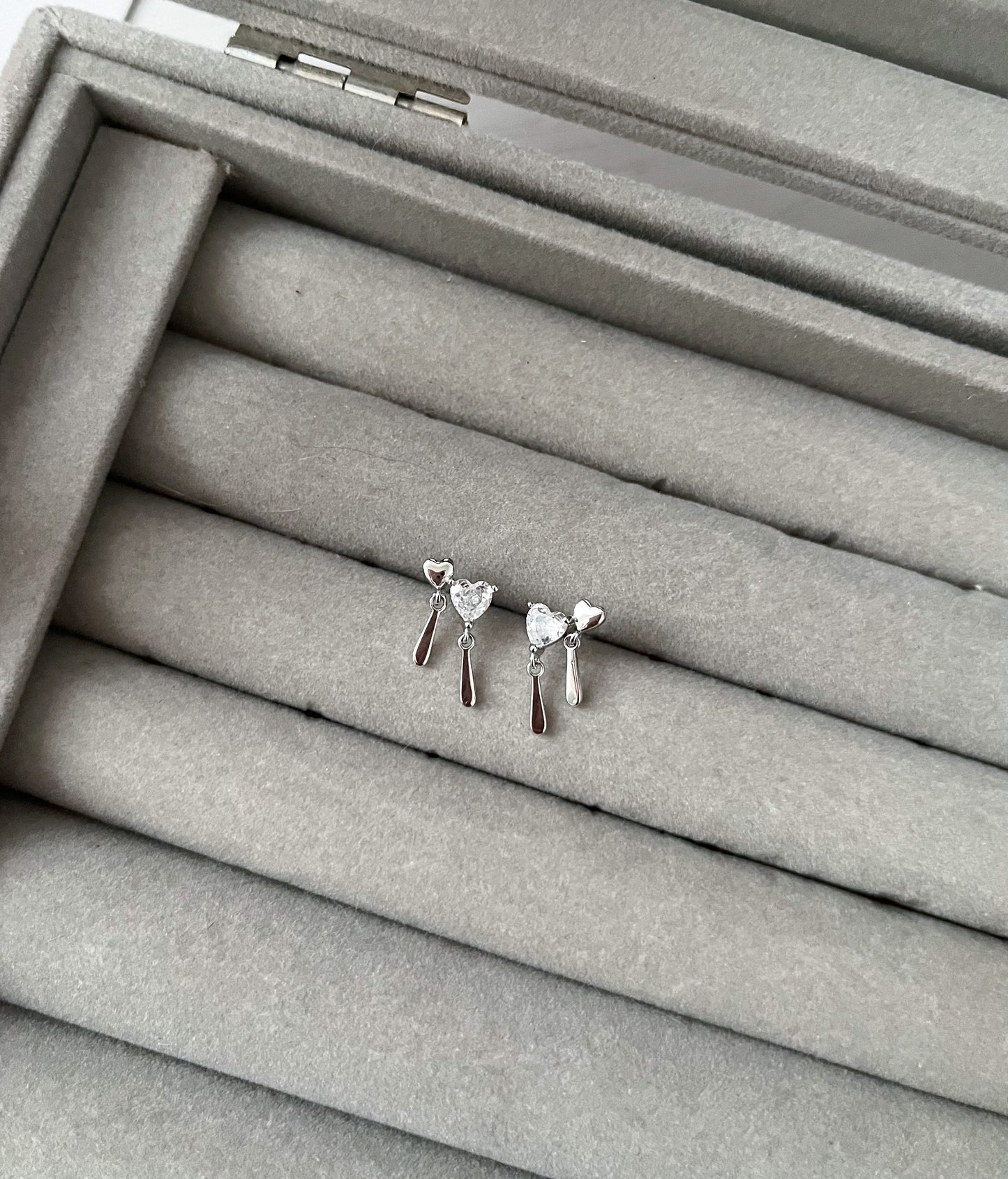 Dainty Heart Dangle Studs