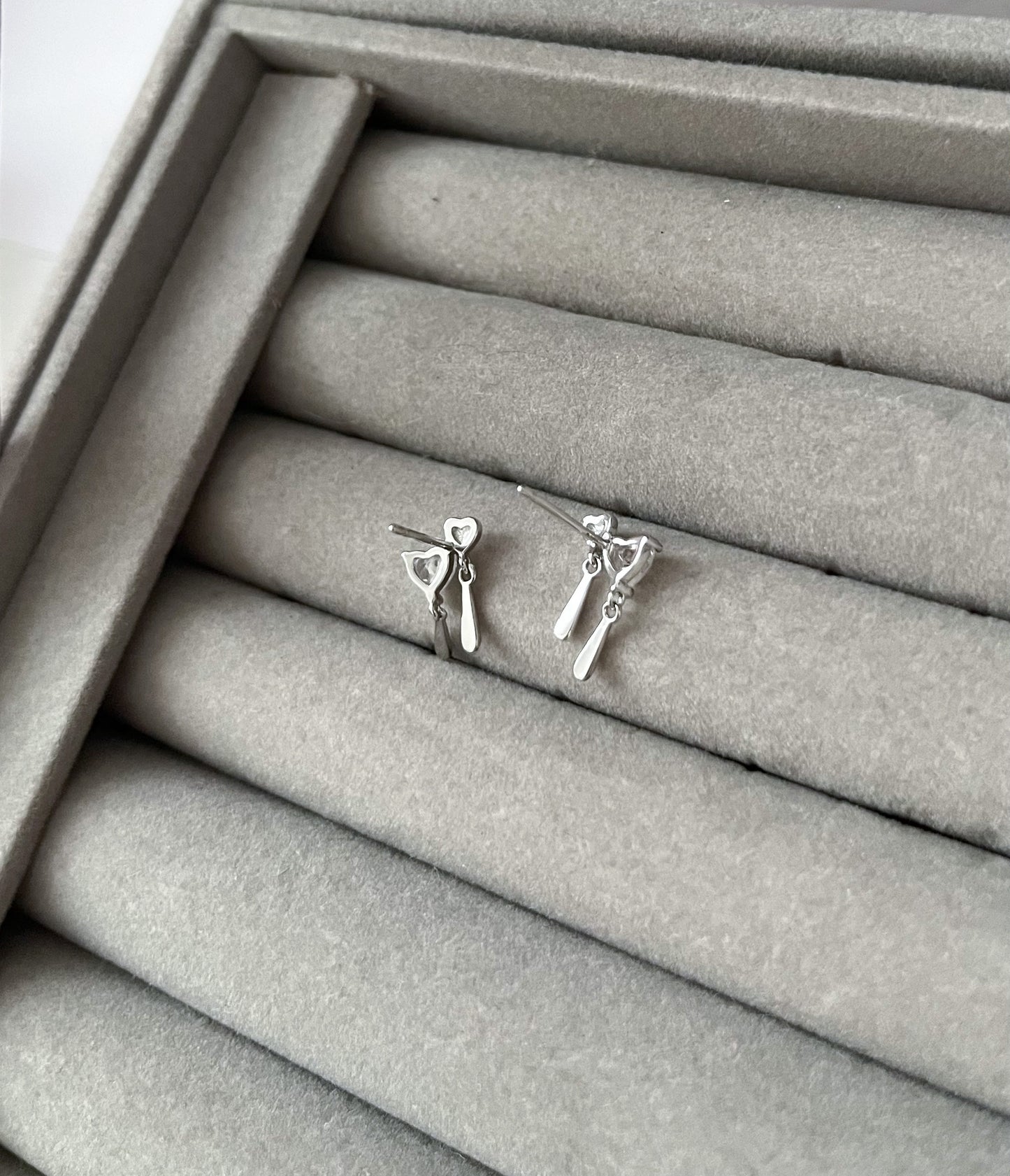 Dainty Heart Dangle Studs