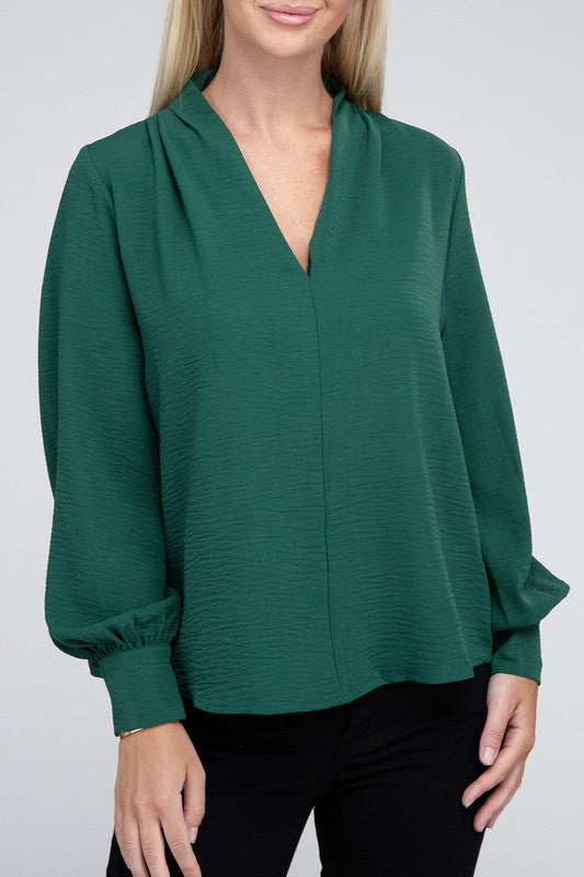 Woven Airflow V-Neck Top