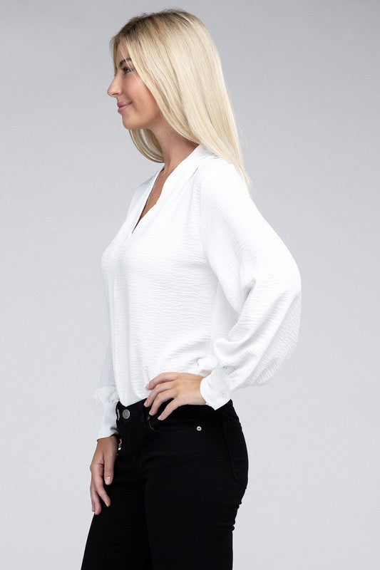 Woven Airflow V-Neck Top