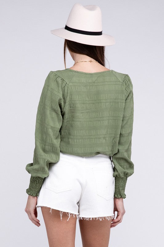 Textured Shirred Top
