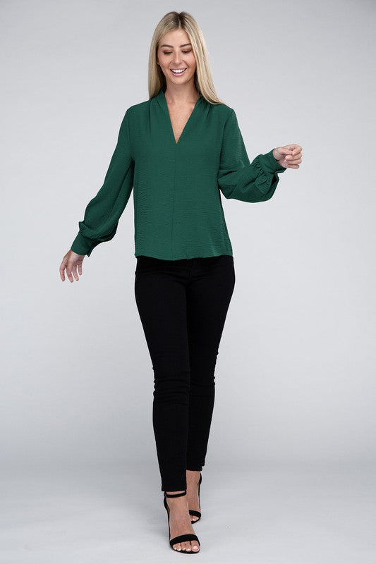 Woven Airflow V-Neck Top