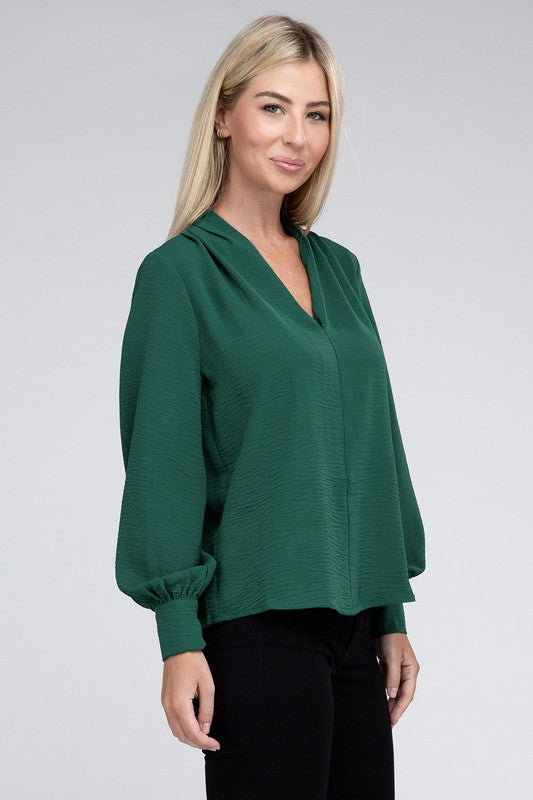 Woven Airflow V-Neck Top