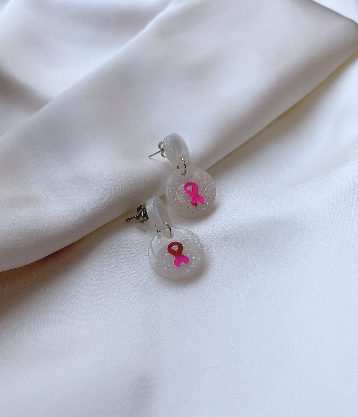 Breast Cancer Ribbon Earrings