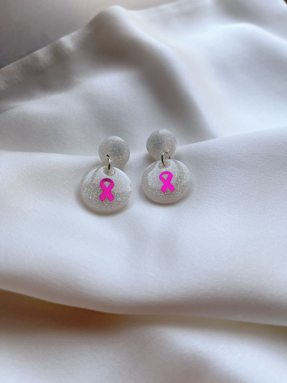 Breast Cancer Ribbon Earrings