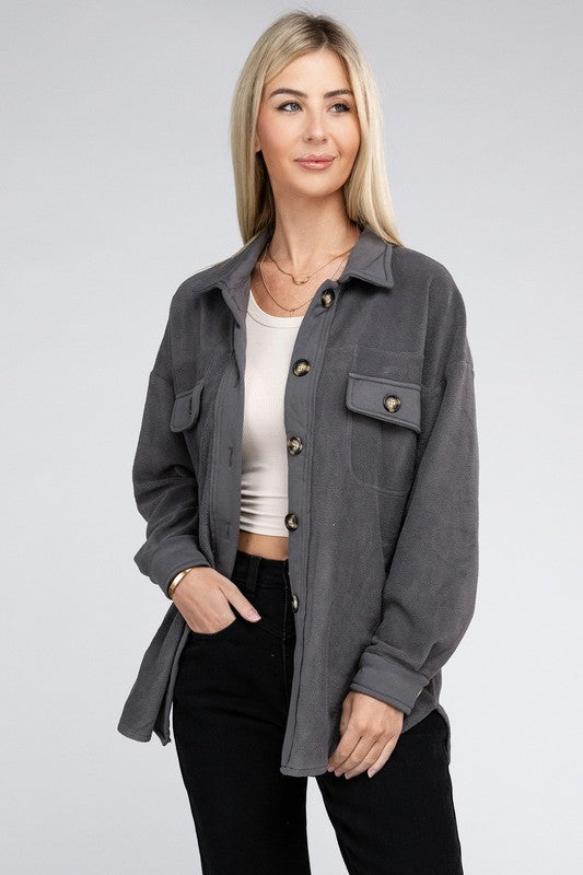 Textured Button Up Shacket