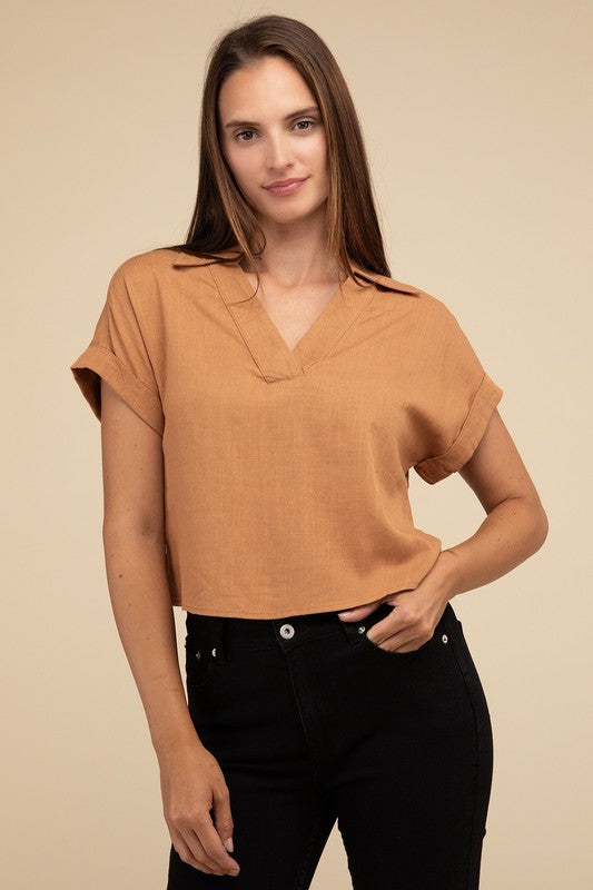 Short Sleeve Linen Top