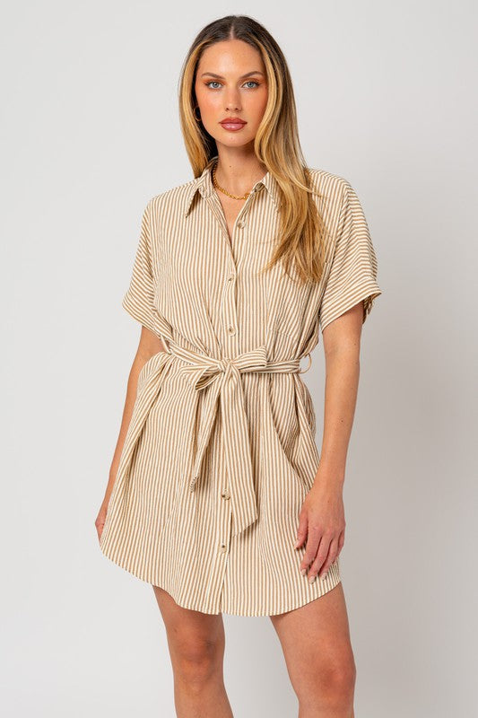 Half Sleeve Button Down Dress