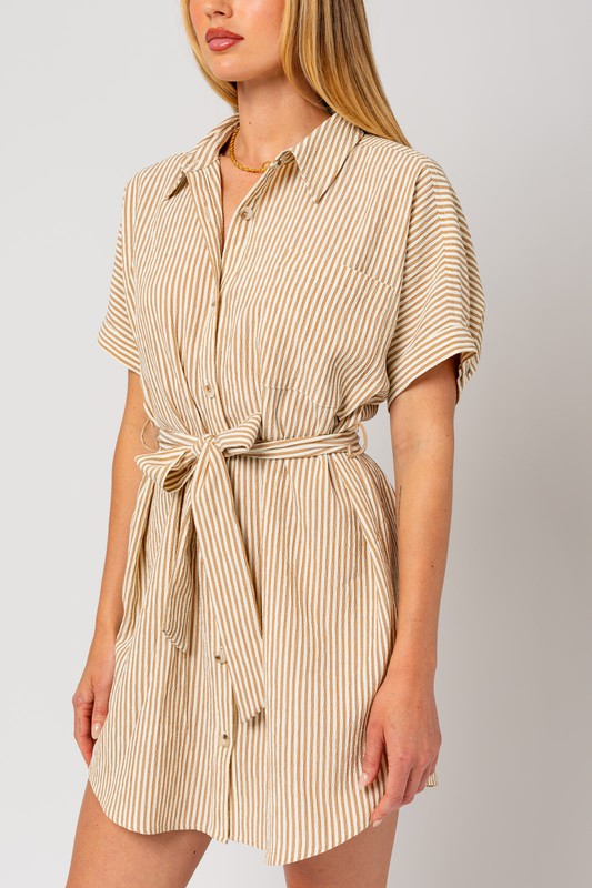 Half Sleeve Button Down Dress