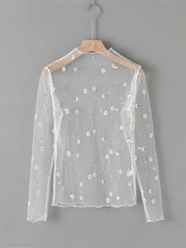 Mesh Flower Pattern Top