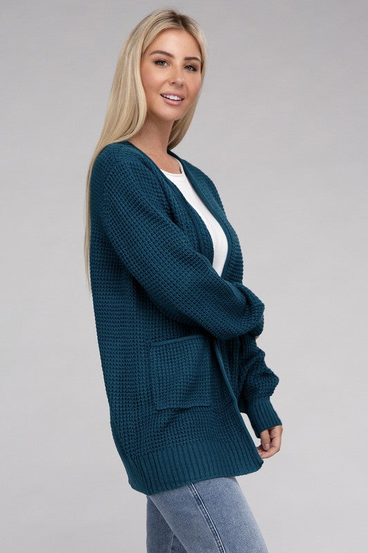 Waffle Cardigan Sweater