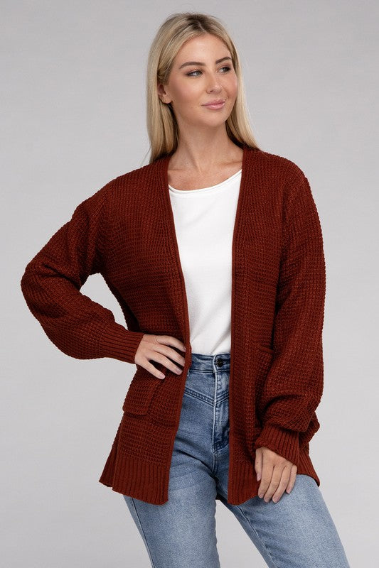 Waffle Cardigan Sweater