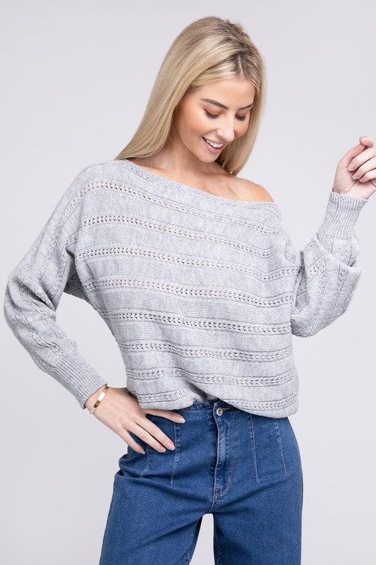 Boat Neck Knit Sweater