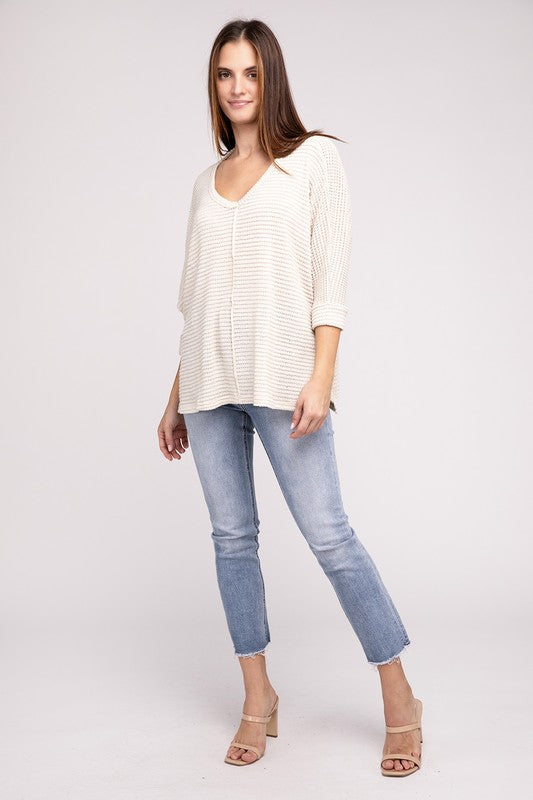 V-Neck Hi-Low Sweater