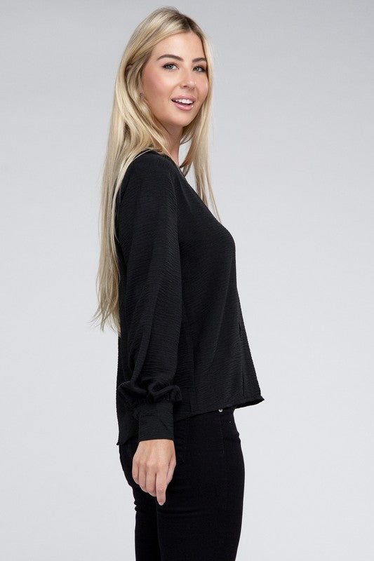 Woven Airflow V-Neck Top