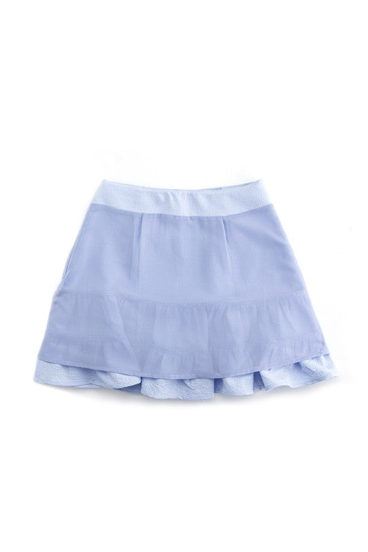 Lace Smocking Blouse and Skirt Set
