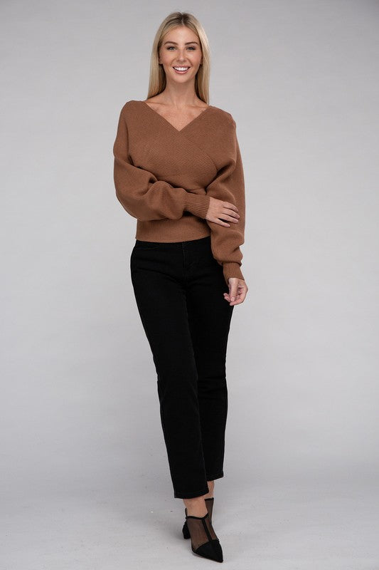 Viscose Cross Wrap Sweater