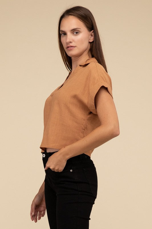 Short Sleeve Linen Top