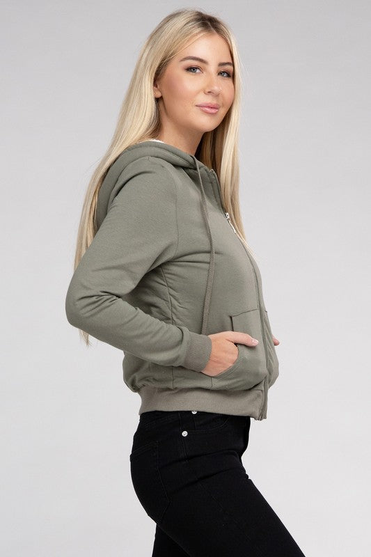 Fuzzy Trim Crop Hoodie