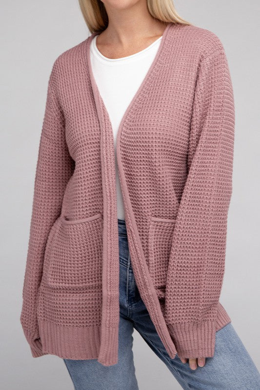 Waffle Cardigan Sweater